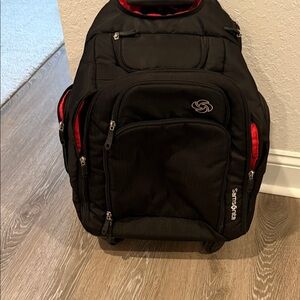 Samsonite Black Laptop Roller Bag with Red Accents